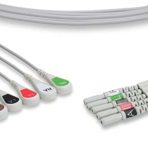 DIN Compatible ECG Leadset: 5 Leads AHA Snap