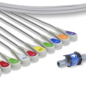 Welch Allyn SE-PRO-600 Compatible AHA 10 lead EKG Cable, Snap