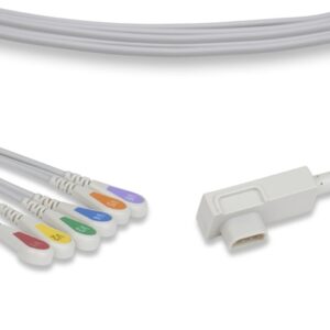 Compatible Physio Control 12-Lead ECG Cable 6-Wire Precordial Attachment, Snap, AHA