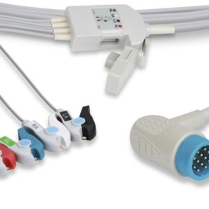 Compatible Physio Control 12-Lead ECG Cable Trunk Cable with 4-Wire Limb Leads, Pinch/Grabber, AHA