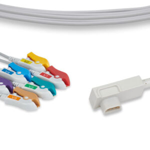 Compatible Physio Control 12-Lead ECG Cable 6-Wire Precordial Attachment, Pinch/Grabber, AHA