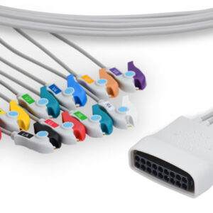 Philips ST80i compatible 12 lead EKG Cable, AHA, Pinch/Grabber
