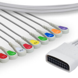 Philips ST80i compatible 12 lead EKG Cable, AHA, Snap