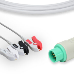 Argus LCM Compatible ECG One-Piece Cable, 3-Lead Pinch/Grabber, AHA
