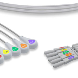 Boston Scientific Original 51465090-02 DIN ECG Leadset: 5 Leads AHA Snap, V1-V6