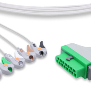 Fukuda Denshi Compatible Direct-Connect 5 Lead ECG Cable, Pinch/Grabber, AHA