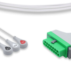 Fukuda Denshi Compatible Direct-Connect 3 Lead ECG Cable, Snap, AHA