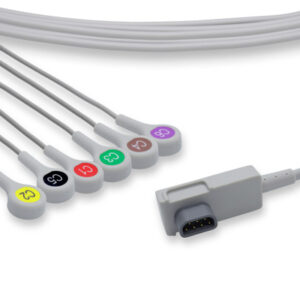 Zoll Compatible 8300-0804-12 ECG Leadwire Cable, 6 leads, Snap, IEC