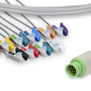 Fukuda Denshi Direct Connect, One-Piece ECG Cable: 10 Leads AHA Clip