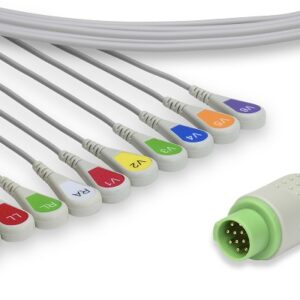 Fukuda Denshi Direct Connect, One-Piece ECG Cable: 10 Leads AHA Snap