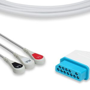 Spacelabs Nihon Kohden Direct Connect, One-Piece ECG Cable: 3 Leads AHA Snap