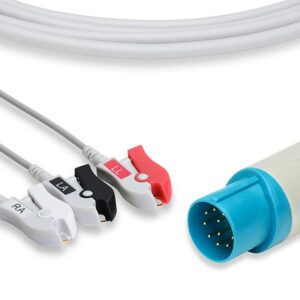 Nihon Kohden Direct Connect, One-Piece ECG Cable BC-753V: 3 Leads AHA Clip