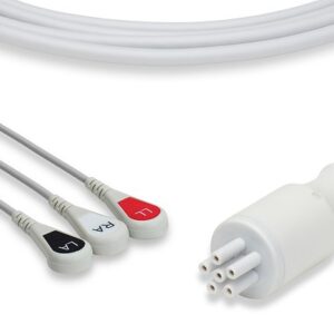 Colin Direct Connect, One-Piece ECG Cable: 3 Leads AHA Snap