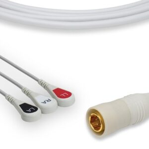 Colin Direct Connect, One-Piece ECG Cable: 3 Leads AHA Snap