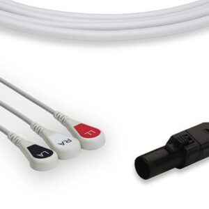 Cardell One-Piece ECG Cable, 3 Leads Snap