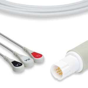 Draeger Direct Connect, One-Piece ECG Cable: 3 Leads AHA Snap