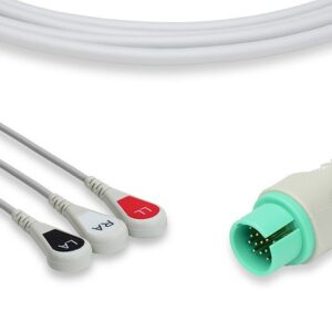 Spacelabs Direct Connect, One-Piece ECG Cable 700-0008-06: 3 Leads AHA Snap
