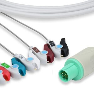 Hellige Direct Connect, One-Piece ECG Cable: 5 Leads AHA Clip