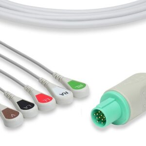 Hellige Direct Connect, One-Piece ECG Cable: 5 Leads AHA Snap
