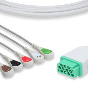 GE Healthcare Marquette Direct Connect, One-Piece ECG Cable: 5 Leads AHA Snap