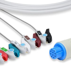Datex Direct Connect, One-Piece ECG Cable: 5 Leads AHA Clip