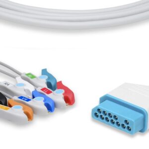 Nihon Kohden Compatible ECG Cable, Direct Connect, 6 lead, AHA, Pinch/Grabber