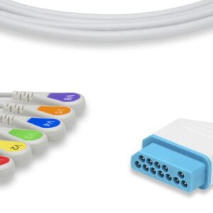 Nihon Kohden Compatible ECG Cable, Direct Connect, 5 lead, AHA, Snap