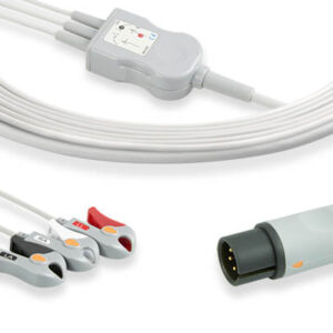 Zoll Compatible Direct-Connect 3 Lead Cable, Pinch/Grabber, AHA, 1KOhms