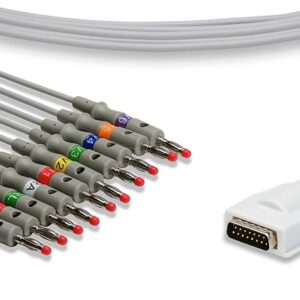 Compatible Burdick Direct-Connect EKG Cable, AHA, 10 Leads Banana