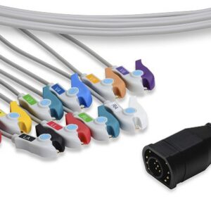 Zoll Compatible 1 Step Patient Cable for 12-Lead EKG Compatible Cable Clip/Grabber