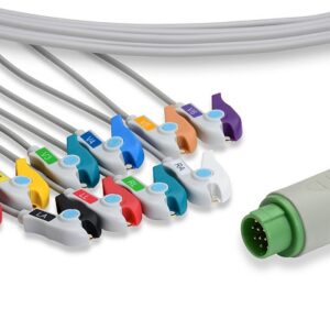 Compatible Fukuda Denshi EKG Cable, Pinch/Grabber