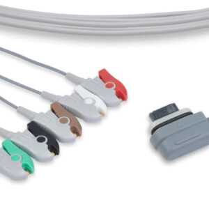 GE Compatible SEER Light 5 Lead Holter ECG Leadwires, AHA, Grabber