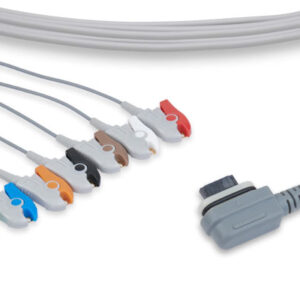 GE Compatible SEER Light 7 Lead Holter ECG Leadwires, AHA, Grabber