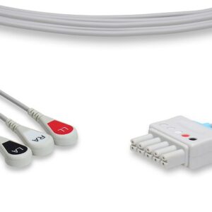 Draeger Infinity Vista Delta ECG Lead Set: 3 Leads Snap