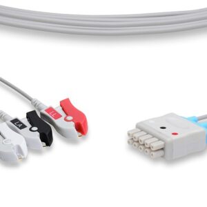 GE Compatible ECG Lead Set, 3 Leads, AHA, Multi-Link, 35 in, Pinch/Grabber