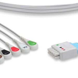GE Compatible ECG Lead Set, 5 Leads, AHA, Multi-Link, 35 in Snap