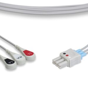 Mindray iPM-9800 Compatible ECG Lead Wire Set, 3 leads, Snap