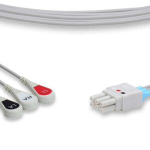 NEC ECG Lead Set: 3 Leads AHA Style 35in Snap