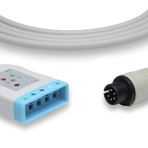 Philips 6-Pin Compatible ECG Trunk Cable, 5 leads, 45 Angled Connector